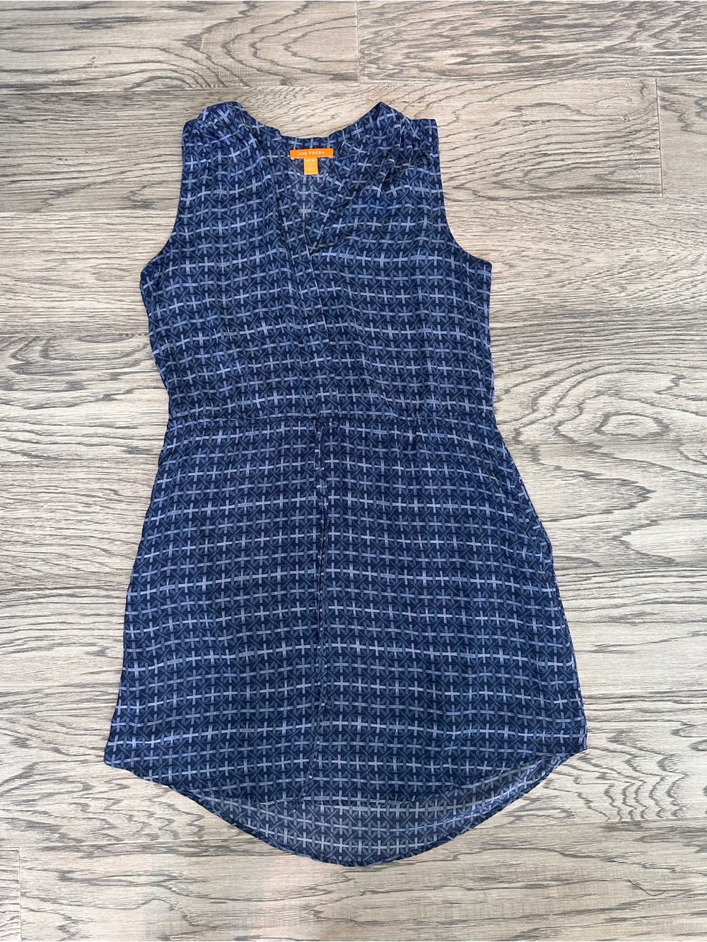 Joe Fresh Navy Blue Sleeveless Cross-Print Midi Dress